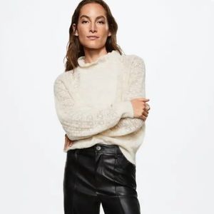 Mango | Pointelle high neck knit sweater